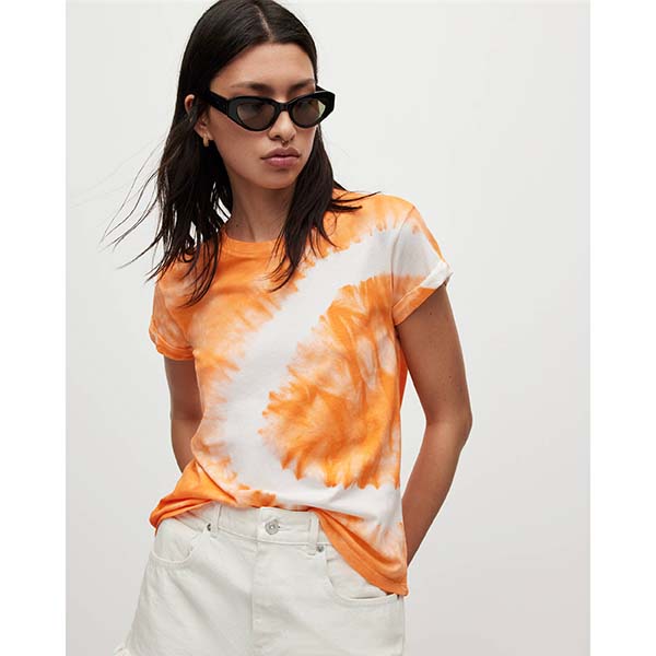 Allsaints Australia Womens Mariana Anna Tie Dye Crew Neck T-Shirt Orange AU35-794